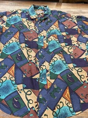Men's Multicolor Patterned Button-Up Shirt